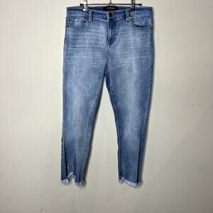 Liverpool Medium Wash High Rise Crop Frayed Hem‎ Ankle Denim Jeans Size 10